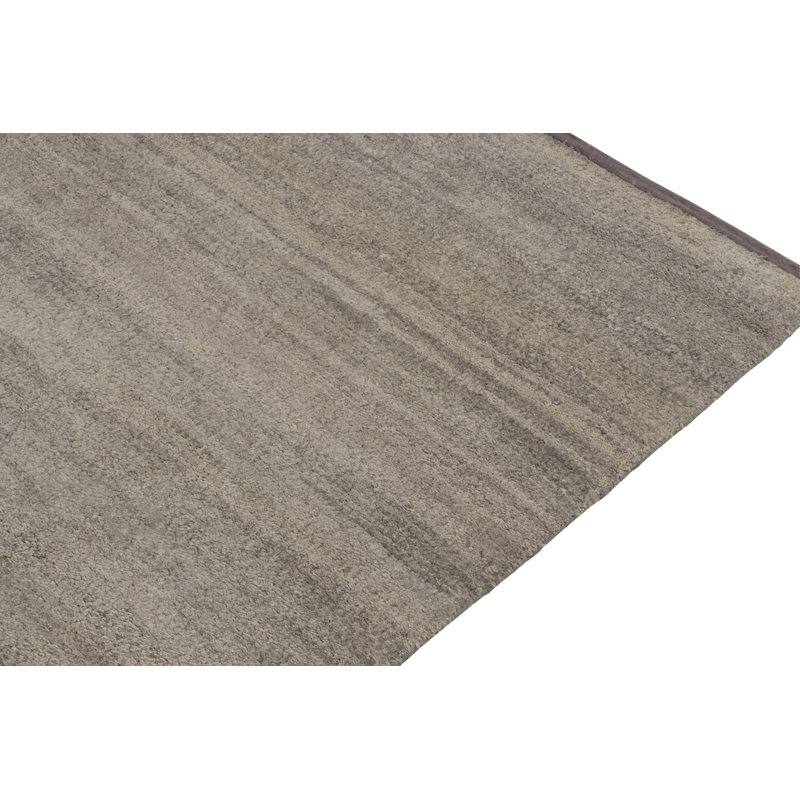 Silk Striped Area Rug in Gray/Beige/Brown/Charcoal Black
