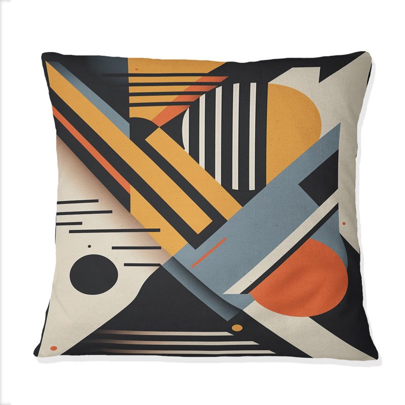 Graphic Retro Compositions I - Abstract Geometric Printed Throw Pillow