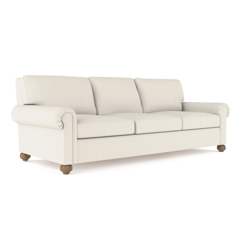 Canapé Leroy, Lin à tissage carré albâtre, H 36 po x l 84 po x P 49 po, Patiné