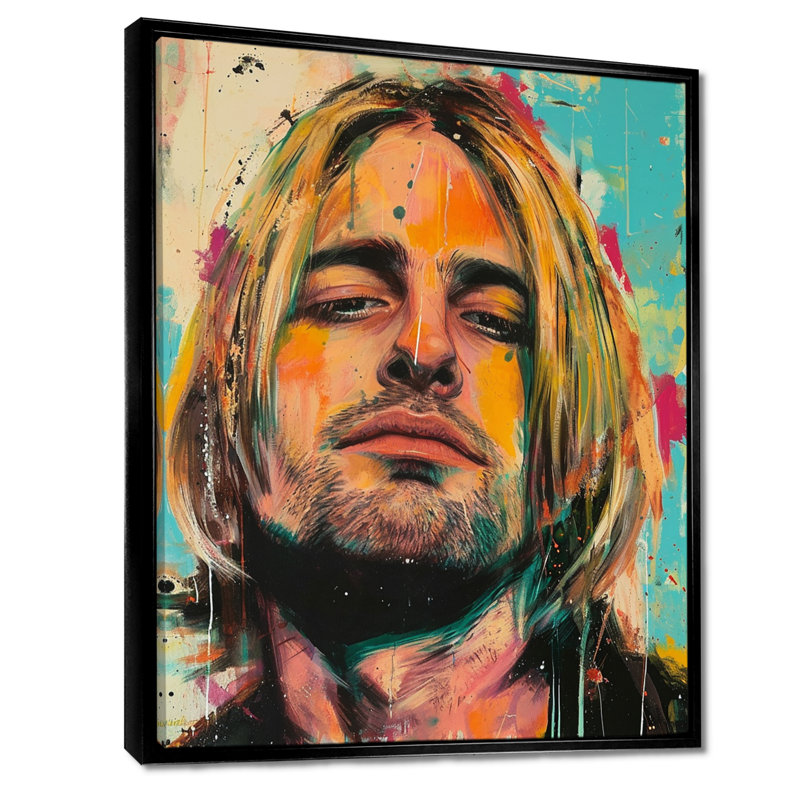 «Souvenir de Kurt Grungy», art mural, H 20 po x l 12 po x P 1 po, Toile avec cadre flottant noir