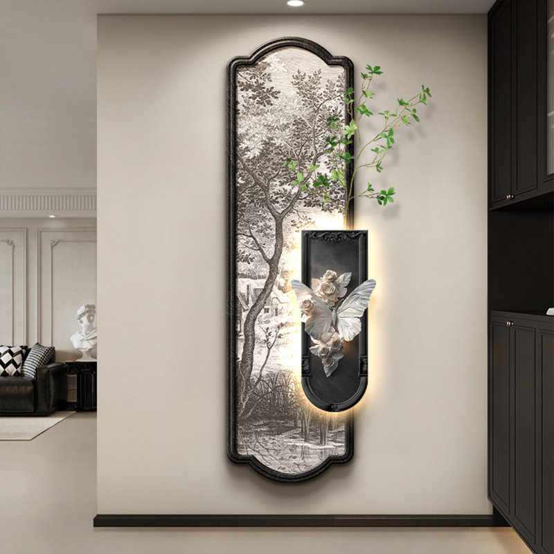 Art mural noir en grès forme libre, H 39,37 po x l 13,78 po