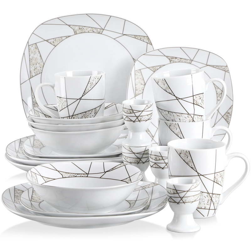 20 Piece Porcelain China Dinnerware Set - Service for 4
