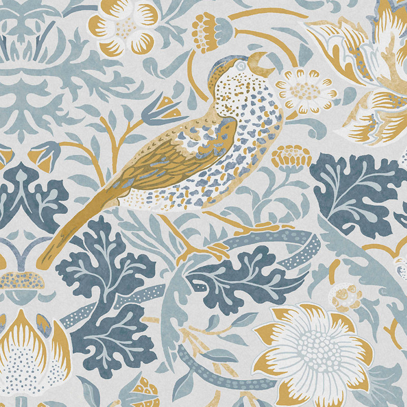 William Morris At Home SS24 Floral Wallpaper Double Roll, Soft Blue