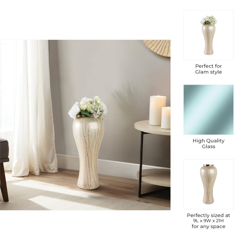 Sagebrook Home 21" Frances Small Oversized Floor Vase, 21" H x 9" W x 9" D