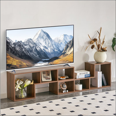 2-Piece L-Shaped TV Stand, Free Combination Media Console with Open Storage, Modern Cube Shelving Unit for Living Room