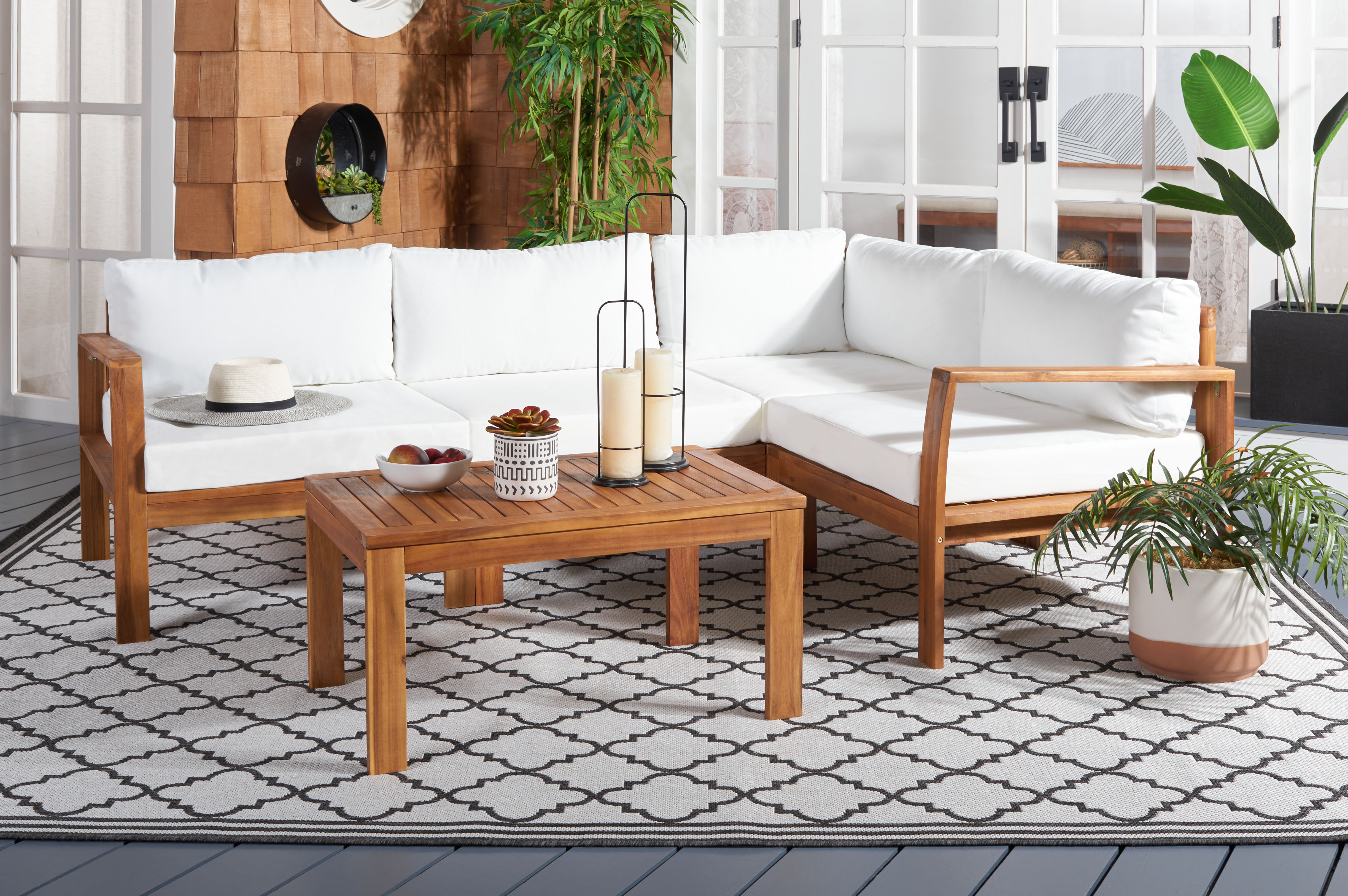 Ebern Designs 5 Piece Sectional Seating Group with Cushions & Reviews | Wayfair