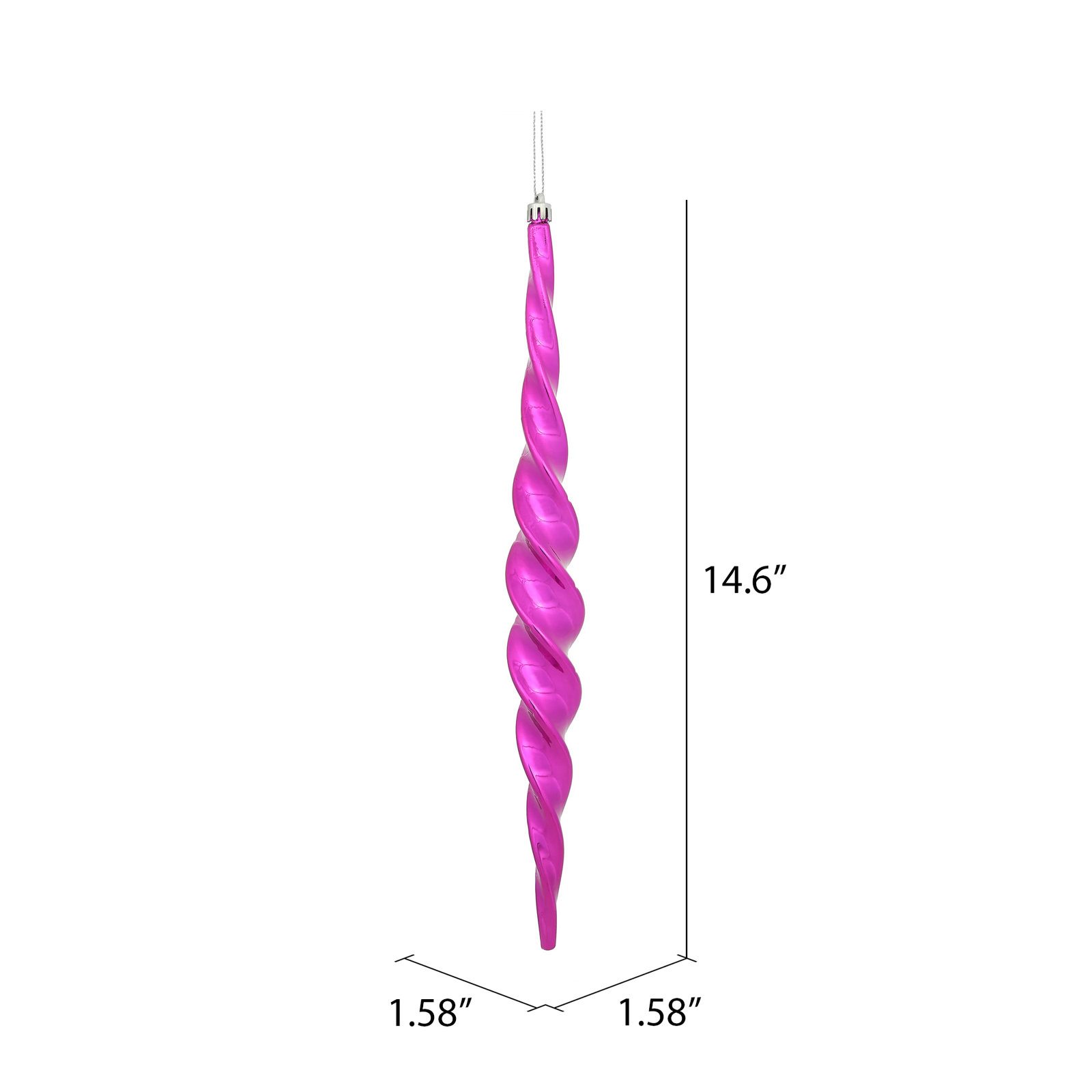 Shiny Spiral Icicle Christmas Ornament, Fuchsia