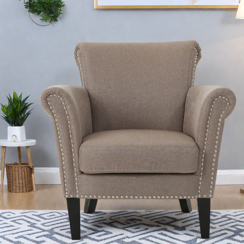 Fauteuils d'appoint compacts, fauteuil club moderne en tissu et bois pour la maison