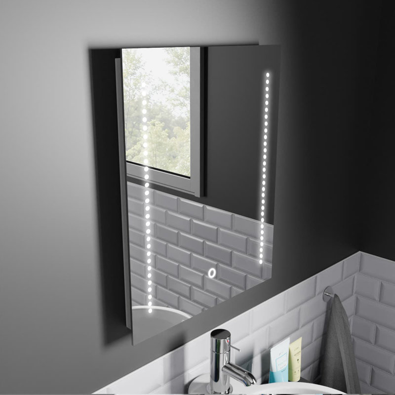 Rectangle LED Bathroom Mirror Fog Free Touch Sensor, 39 cm H x 50 cm W