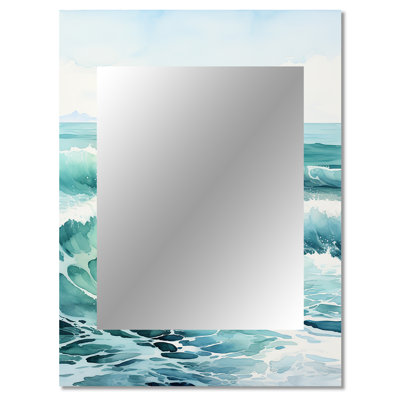 Green Minimalism Tranquil Waters - Minimalism Large Mirror, Green Decorative Wall Mirror, Printed Metal Art