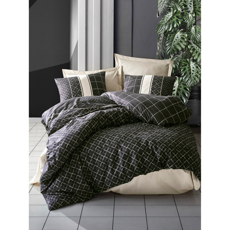 Ensemble de housse de couette 100% coton Quidong, Housse de couette 61 po x 87 po + 1 taie d'oreille