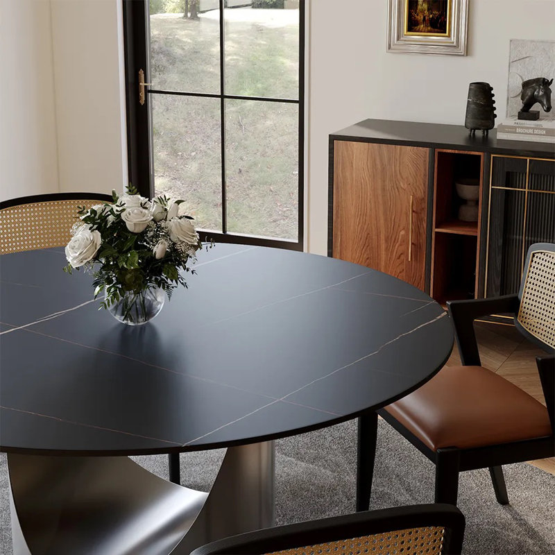 Table de salle à manger Modern Modern, H 29,5 po x L 51 po x l 51 po, Noir, Gris