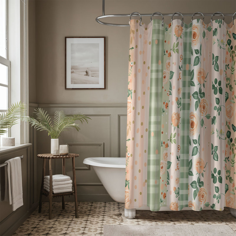 Rideau de douche 1 pièce Gentle Blossom Lines, H 74 po x l 71 po