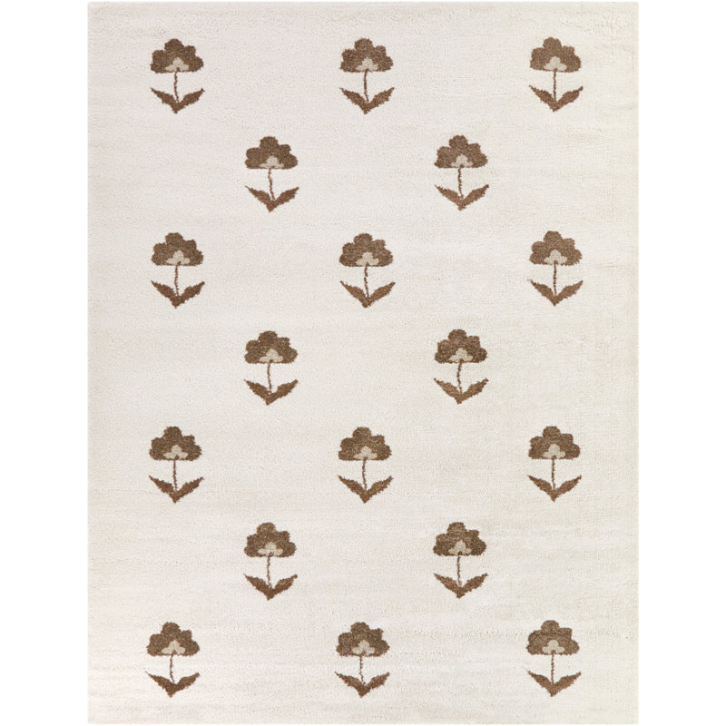 Harmony Beige/Tan Floral Farmhouse Area Rug, Rectangle 7'10" x 10'