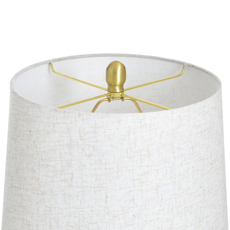 Lampe de table Jean - abat-jour avoine clair, Acajou et or