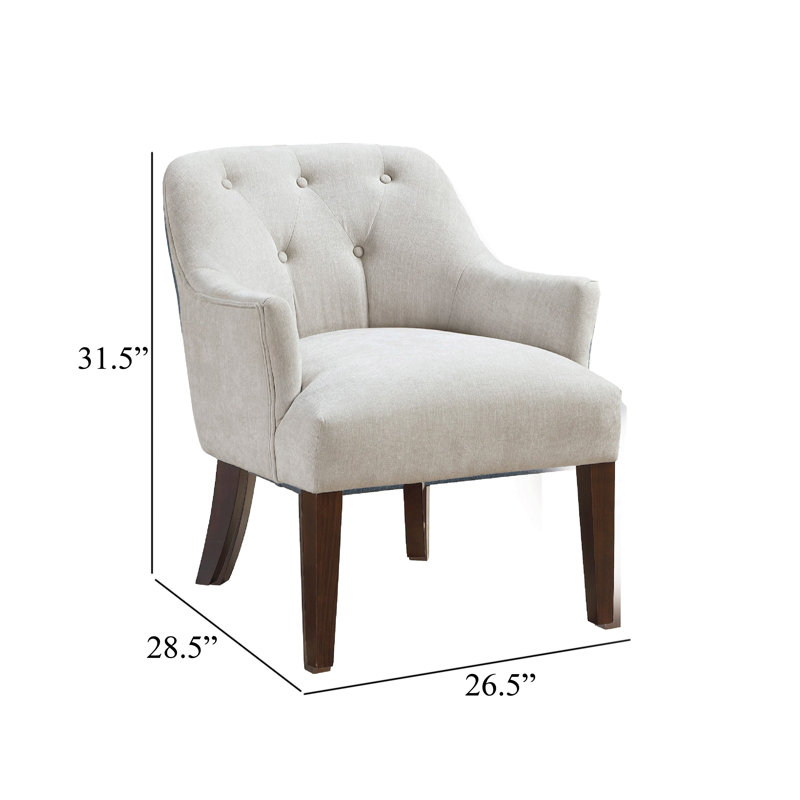 Fauteuil Beca, dossier capitonné, accoudoirs inclinés, polyester beige, Beige