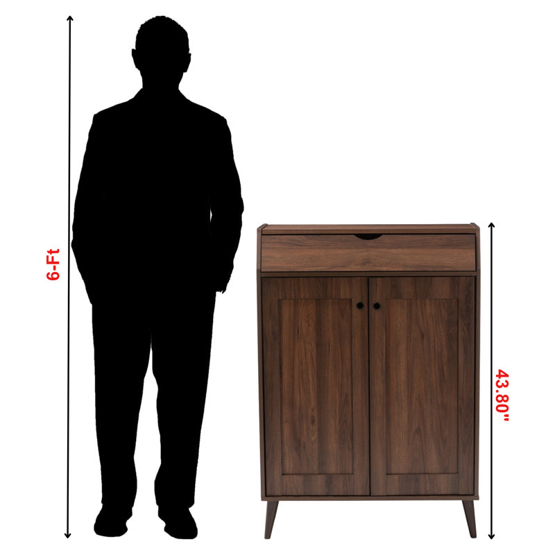 Armoire d'appoint à 2 portes avec finition noyer Ahlers, H 43,8 po x l 30,45 po x P 13,25 po