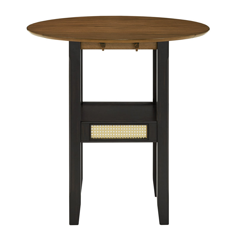 Pulukan Counter Height Drop Leaf Dining Table, Counter Height (36" Height), Black