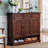 Dark-brown Solid Wood Shoe Storage Bench