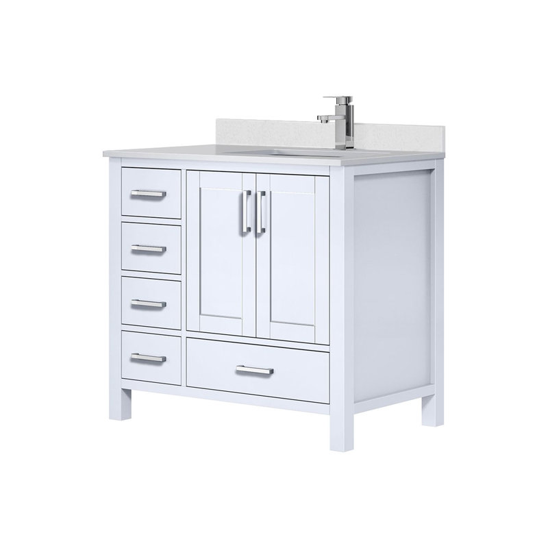 Jacques 36" Single Bathroom Vanity Set, White, White Cultured Marble
