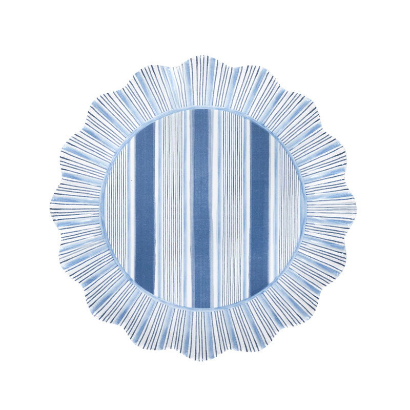 Cabana Stripe Melamine Dessert/Salad Plates, Ocean