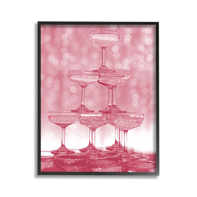 Rose, verres empilés, giclée d'art par Lil'irl