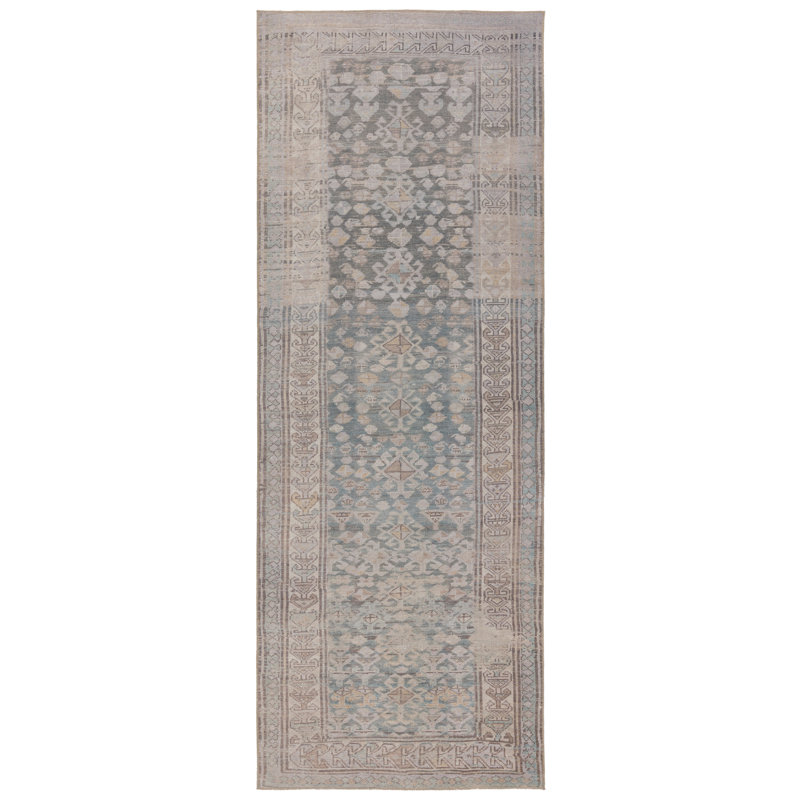 Machine Washable Jihane Oriental Machine Woven Polyester Area Rug in Gray/Tan, Rectangle 3' x 5'