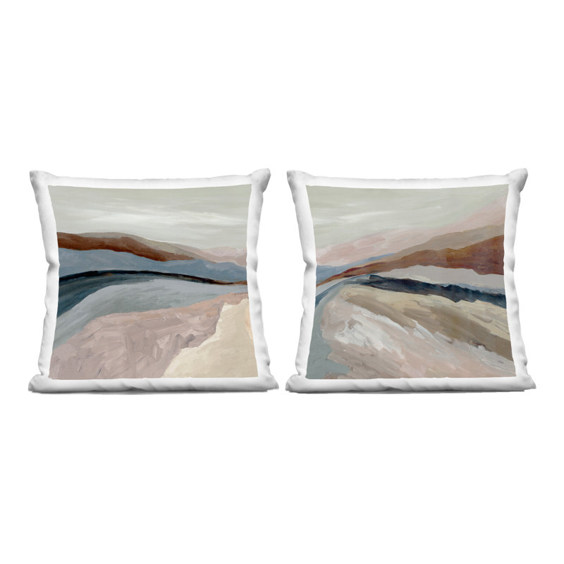 Ensemble de 2 coussins décoratifs imprimés Neutral Harmonious Paysages par Jacob Q