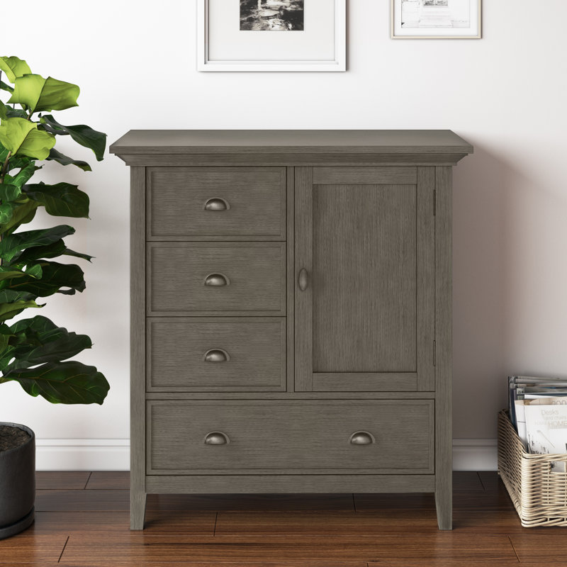 Farmhouse Grey Solid Wood Freestanding Office Storage Cabinet