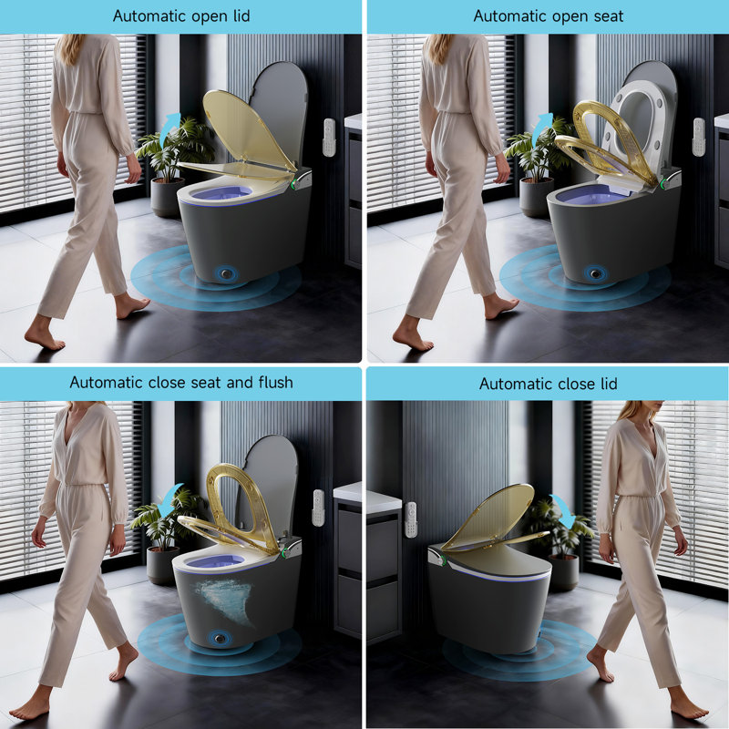 BCANHOME Smart Toilet With Tankless Bidet Wash, 1.28 Gallons Auto Flush, Dual-Flush Siphon Jet, Heated Seat, Warm Wash/Dryer, Auto Open Lid, Soft-Close Lid, Remote Control & UV Sterilization
