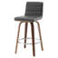 Tabouret pivotant rembourré Bomia avec structure en bois massif et dossier en similicuir en L-221022967-221022963