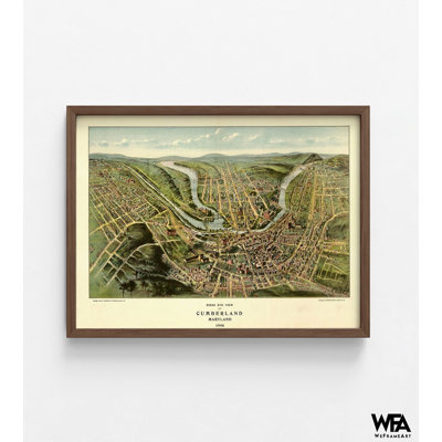 «Cumberland-Maryland 1906», affiche rétro de Cumberland MD, ancienne carte de Cumberland, affiche de décoration murale vue d'oiseau Maryland