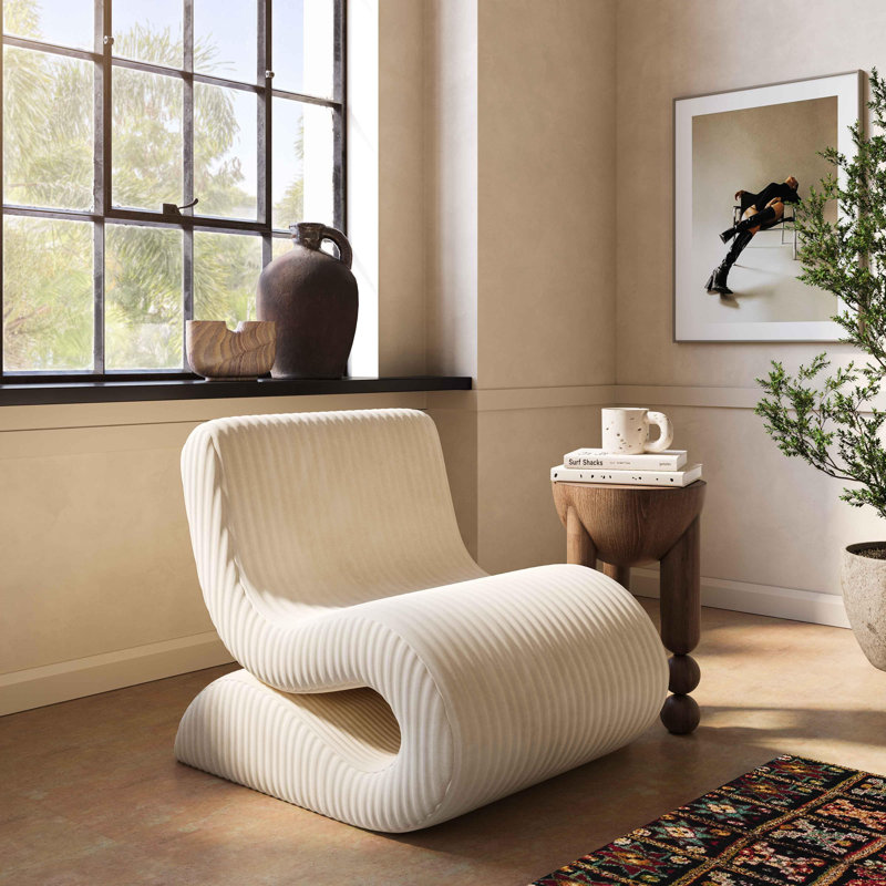Oversized Accent Chair, Cream Polyester Blend