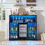 	Glass Wine Cabinet with Freestanding Wine Cooler Refrigerator, 4 Removable Wine Shelves, RGB Light-1016607970