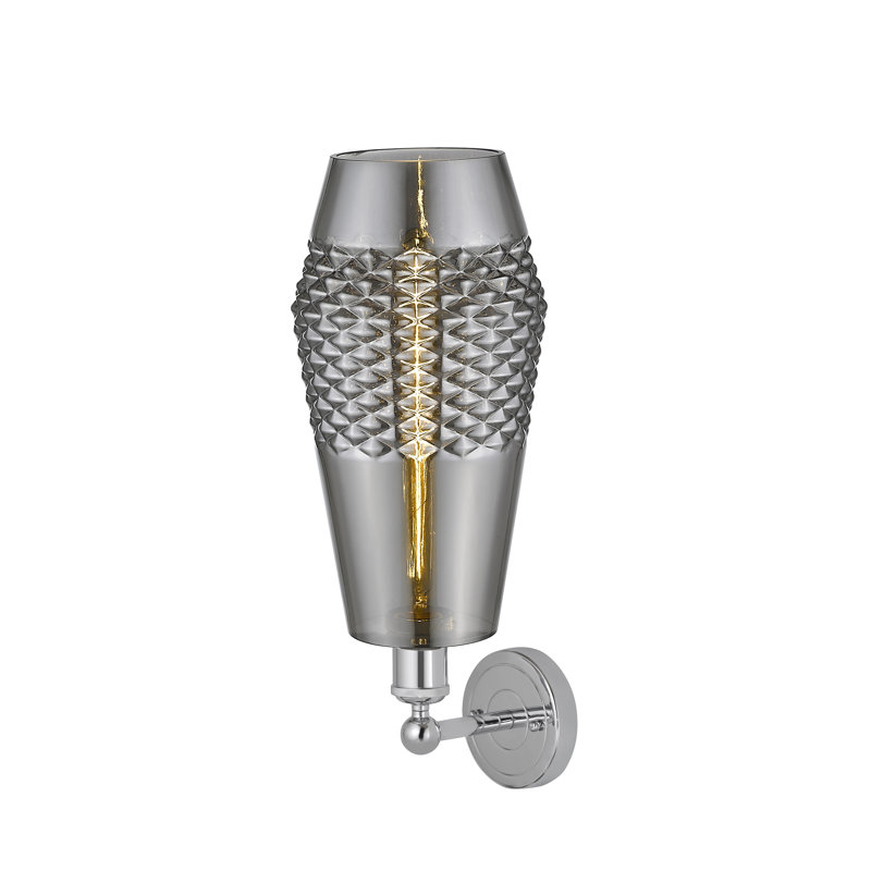 Applique à bras en acier Jonesville, Fumée, Chrome poli