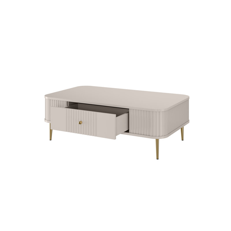 Dayzee Coffee Table with Storage, Cashmere Top/Gold Base