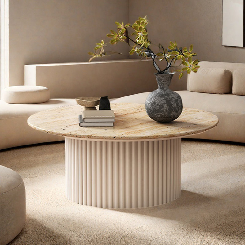 Table basse Light Luxury, H 13,77 po x L 27,55 po x l 27,55 po, Crème