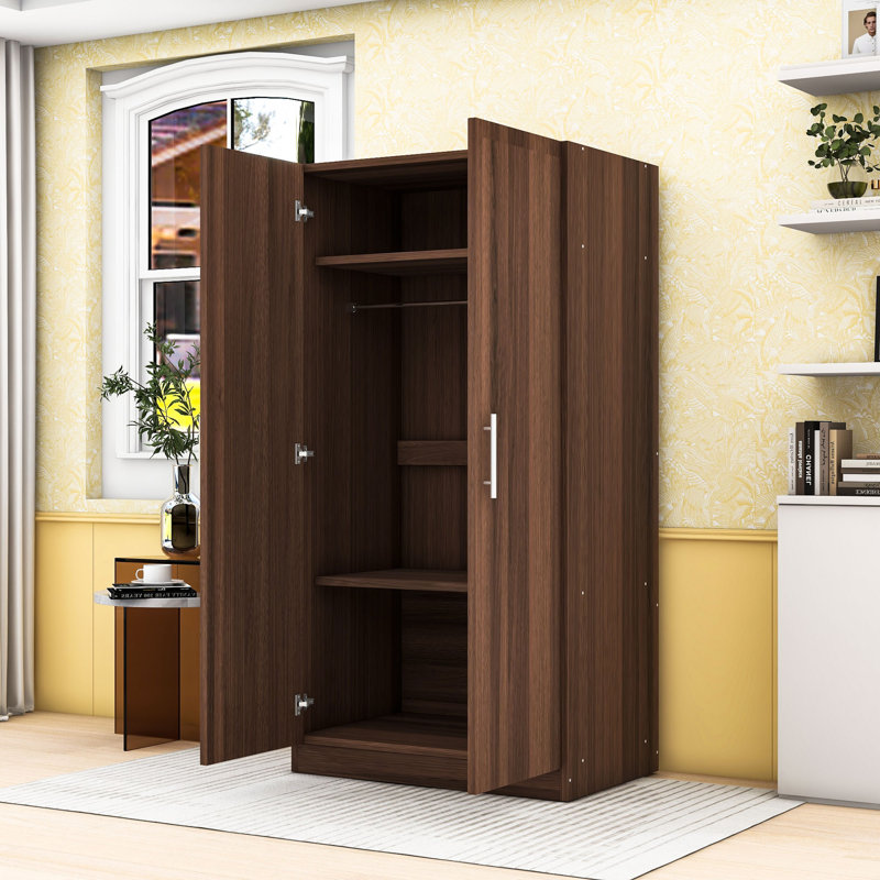 Armoire 2 portes en bois avec 3 tablettes de rangement