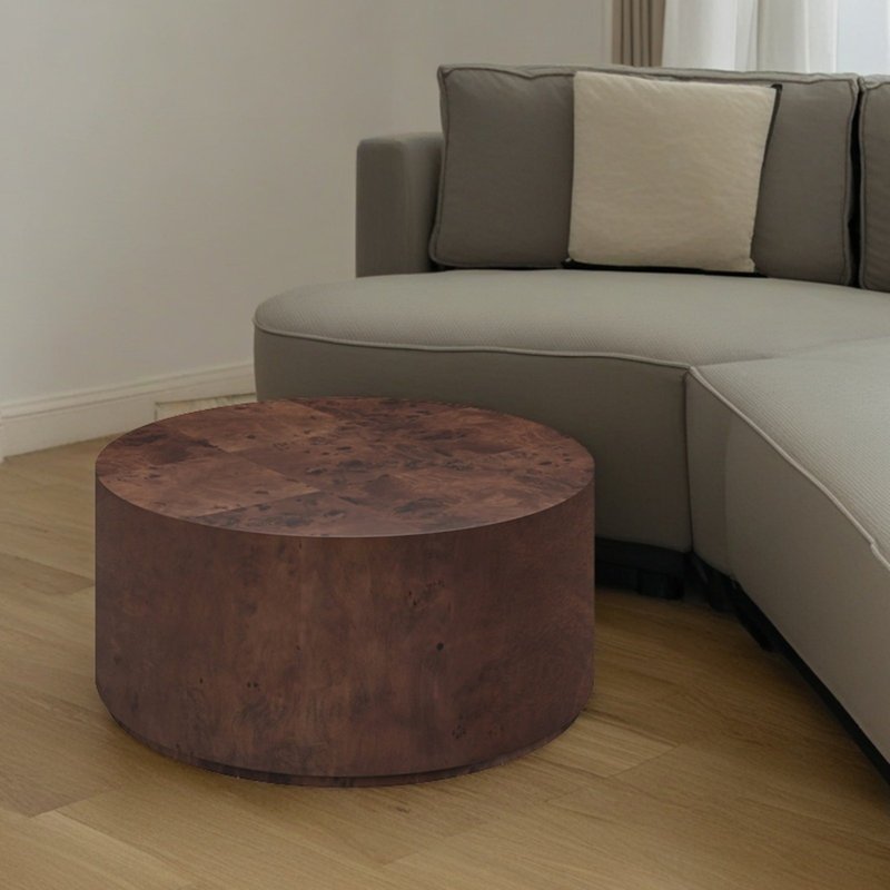 Table basse ronde, Bois brun foncé