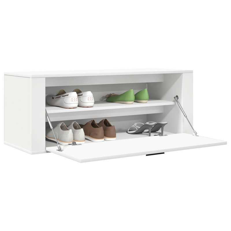 6 Pair Shoe Storage Cabinet, White