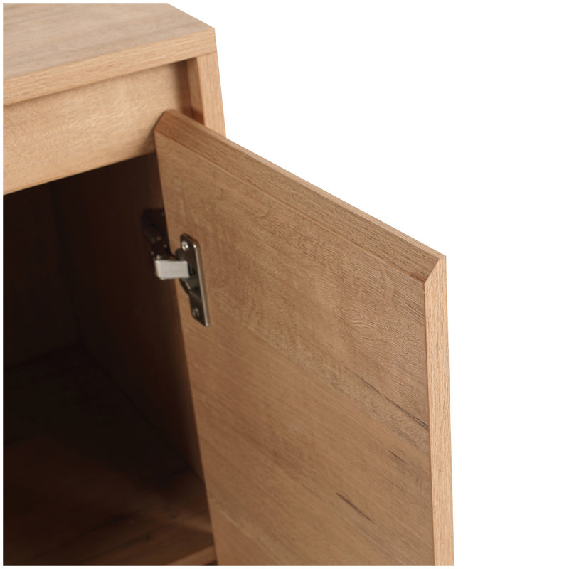 60'' Freestanding Bathroom Vanity with White Ceramic Sink, 2-Small Storage Cabinet, Soft-Close Door, Imitative Oak, KD-Packing, Plywood