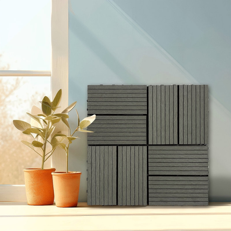 Ensemble de tuiles de terrasse en bois et en plastique composite de 20 pièces, les terrasses en composite résistent à la rouille, à l'eau, aux intempéries, à l'intérieur et à l'extérieur