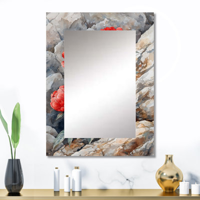 Pe pivoines par The Rocky Outcrop III - miroir mural décoratif pivoines, miroir traditionnel, impression d'art en métal