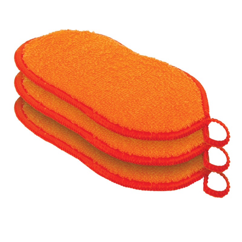 Set of 3 Bambou Sponges, Orange/Red