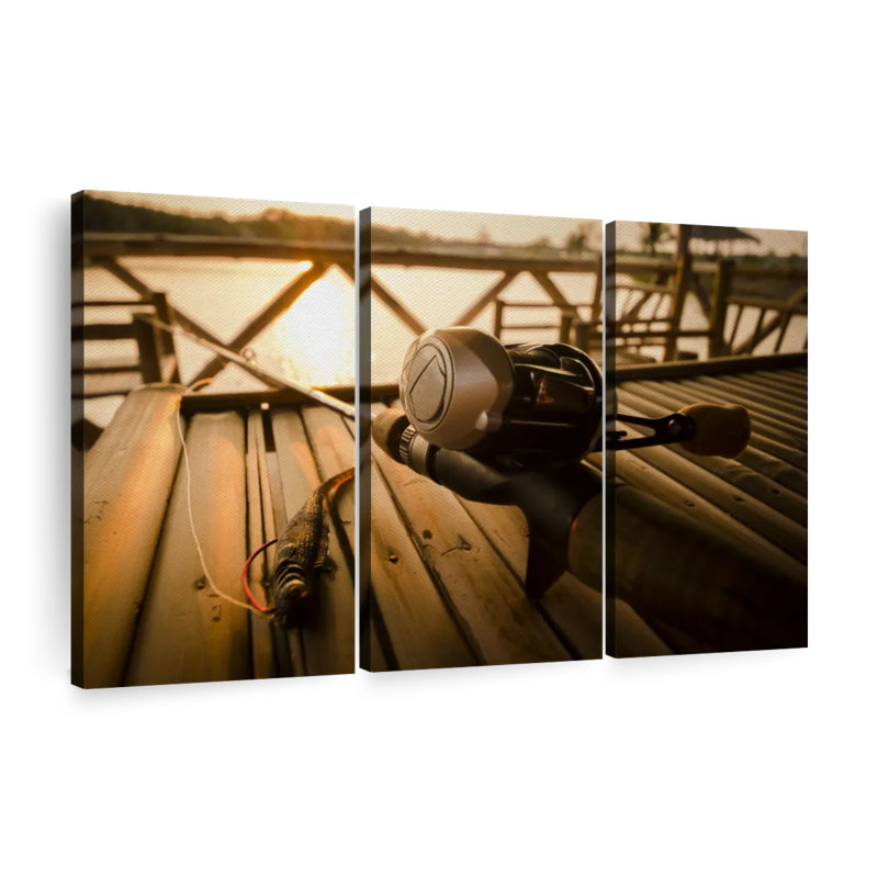 «Bass Fishing Set», 3 pièces sur toile, H 48 po x l 74 po x P 1,25 po