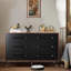 Commode 6 tiroirs Mid-Century moderne avec tiroirs noirs
