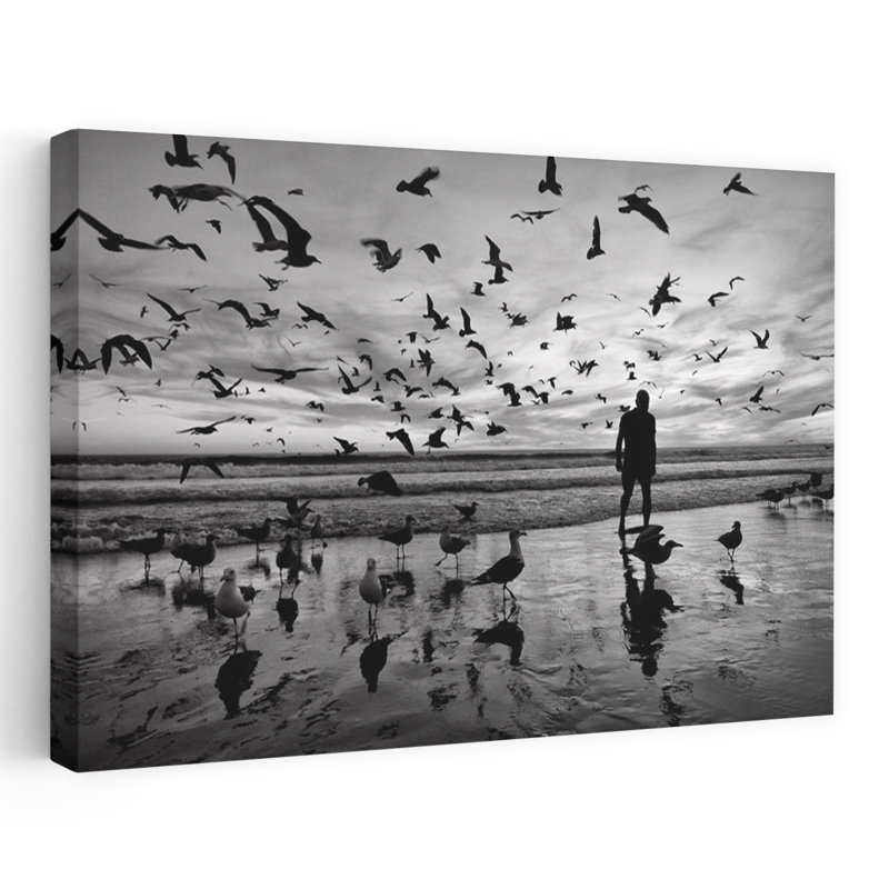 Oiseau de plage solitaire, H 40 po x l 60 po