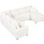 Lit modulaire coulissant crème avec rangement, chargement et 3 coussins douillets pour le salon de 112,2 po de couleur crème, fonctionnel et relaxant-1765187517