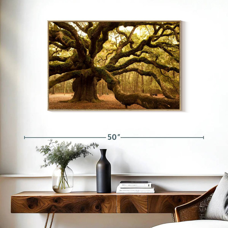 Chêne antique moussu, Cadre flottant en bois naturel, 37 po x 25 po