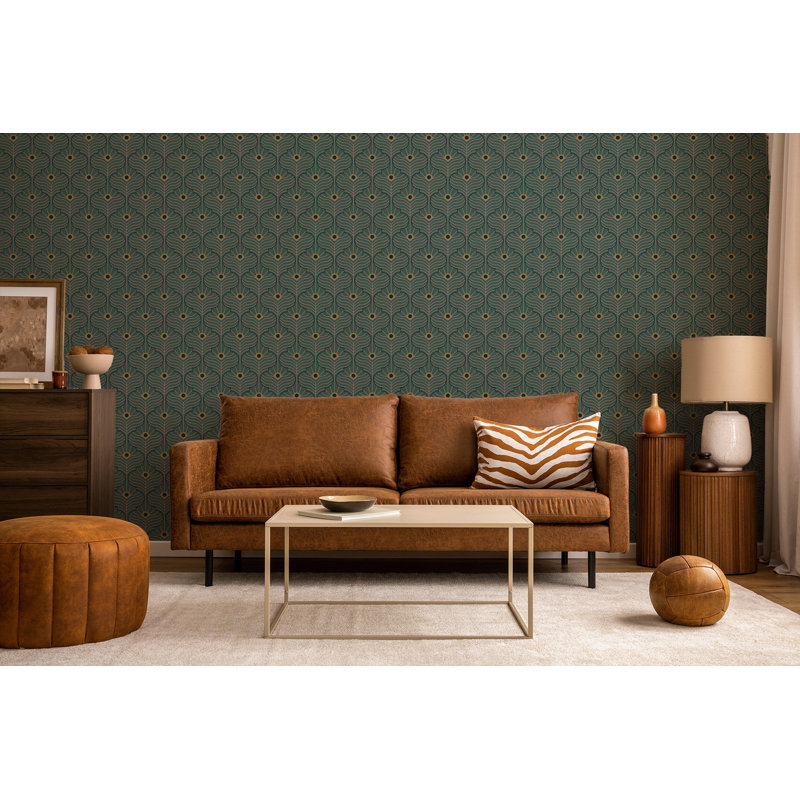 Papier peint marocain - paon marocain vert, Autocollant, PVC, Épicéa